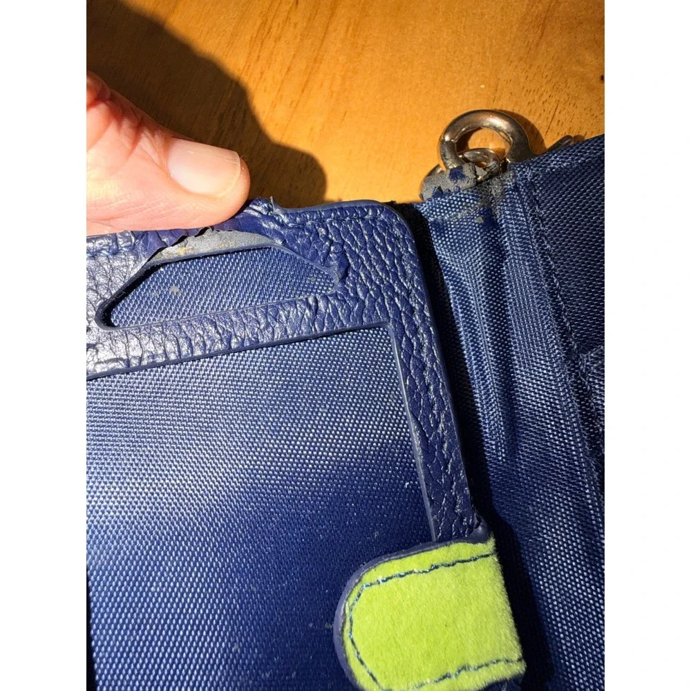 Spartina 449 Green Trellis Canvas Wristlet Wallet Navy‎ Blue Phone Case Trim